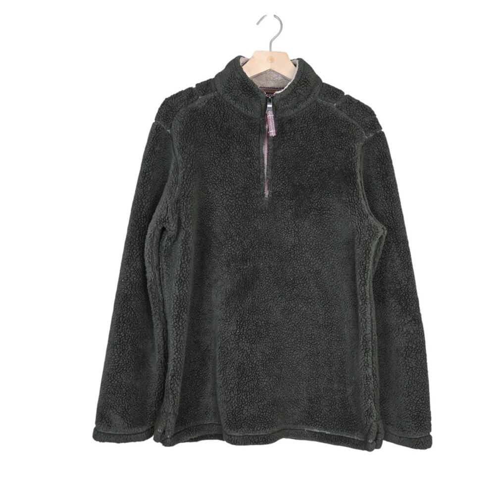 True Grit Mens S Quarter Zip Sherpa Pullover in Army Green